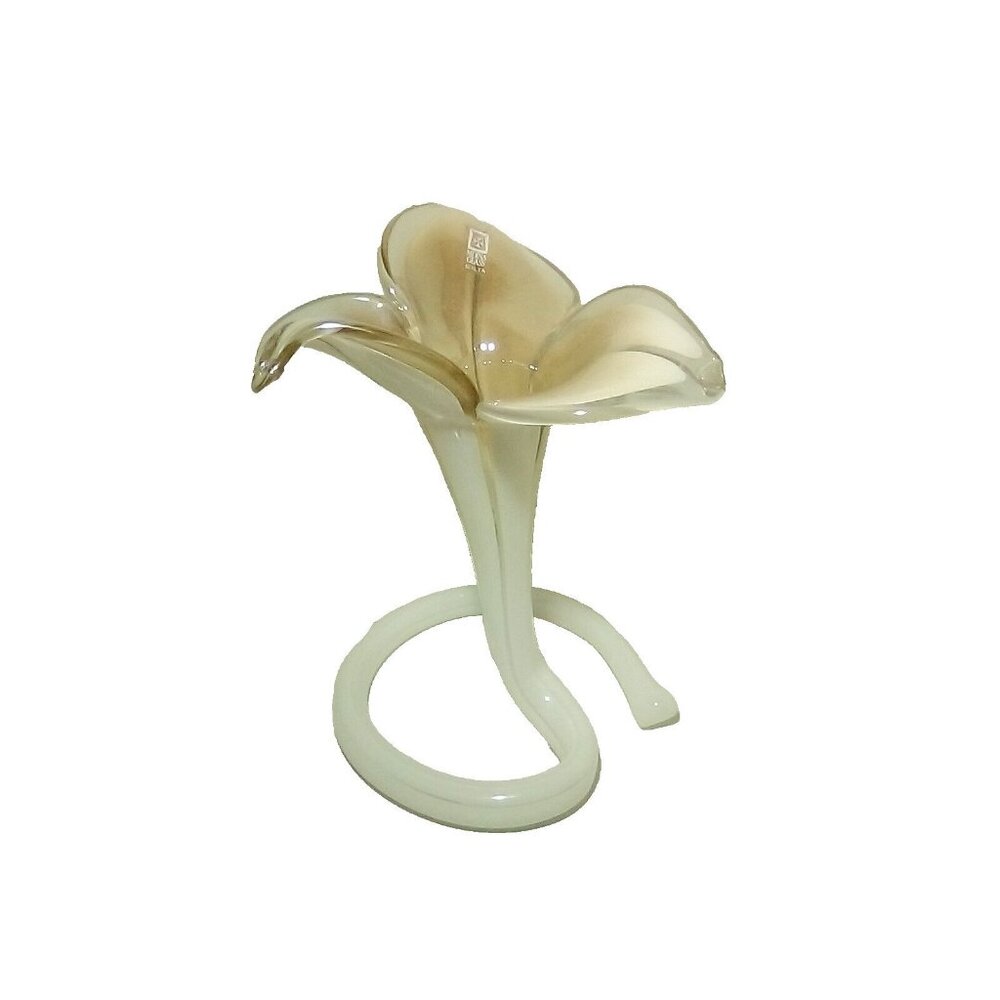 Beautiful Mdina Glass Flower Made In Malta Handblown Standing Flower 3 petals